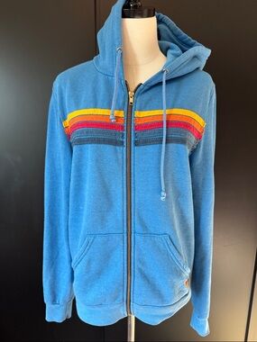 Aviator Nation 5 Stripe Hoodie in Cobalt - Medium - priced for defects